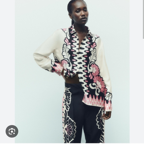 ❌️SOLD❌️ZARA SET FLORAL PRINT SHIRT AND STRAIGHT CUT PANTS SIZE S - Picture 9 of 12